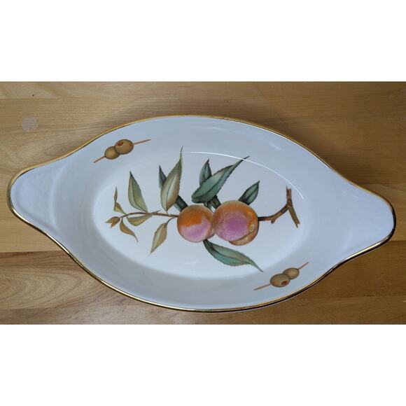 Royal Worcester England Oval Serving Tray With Gold Trim Accent Olives + Fruit - Picture 1 of 3